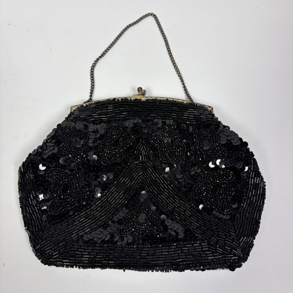 Beaded Clutch Vintage Sequin Evening Bag Made in France Art Deco Gatsby Cocktail